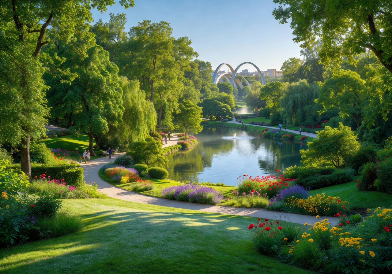 Lush green Turia Gardens park in Valencia
