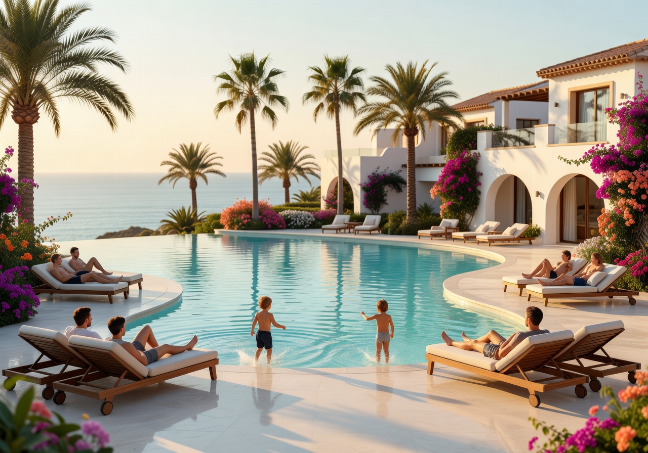 Luxury family resort pool area in Mallorca