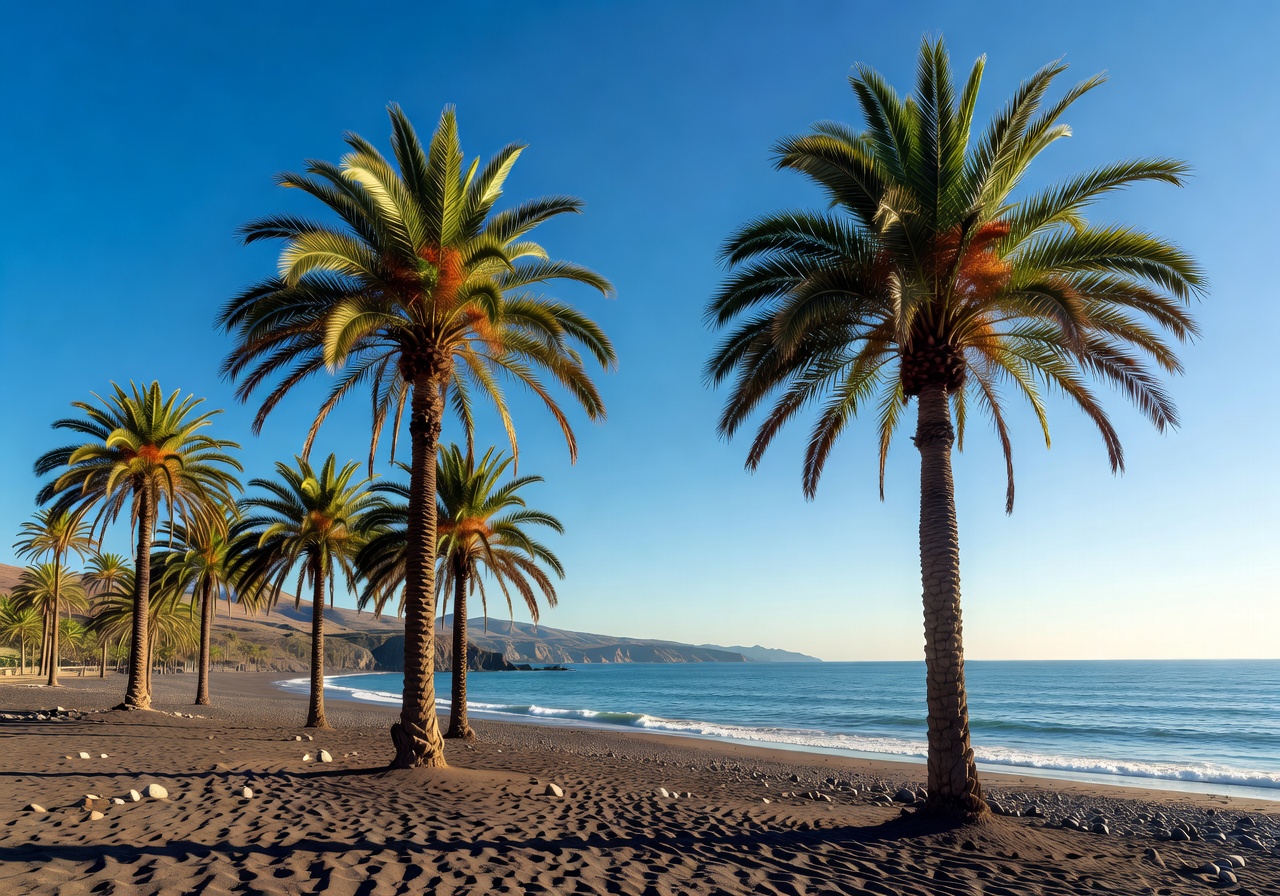 Palm trees and clear skies in Canary Islands