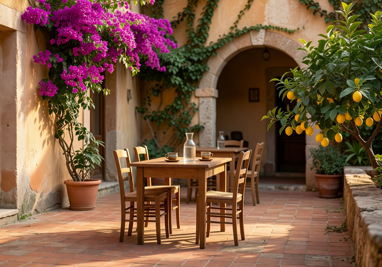Relaxing Mediterranean courtyard setting