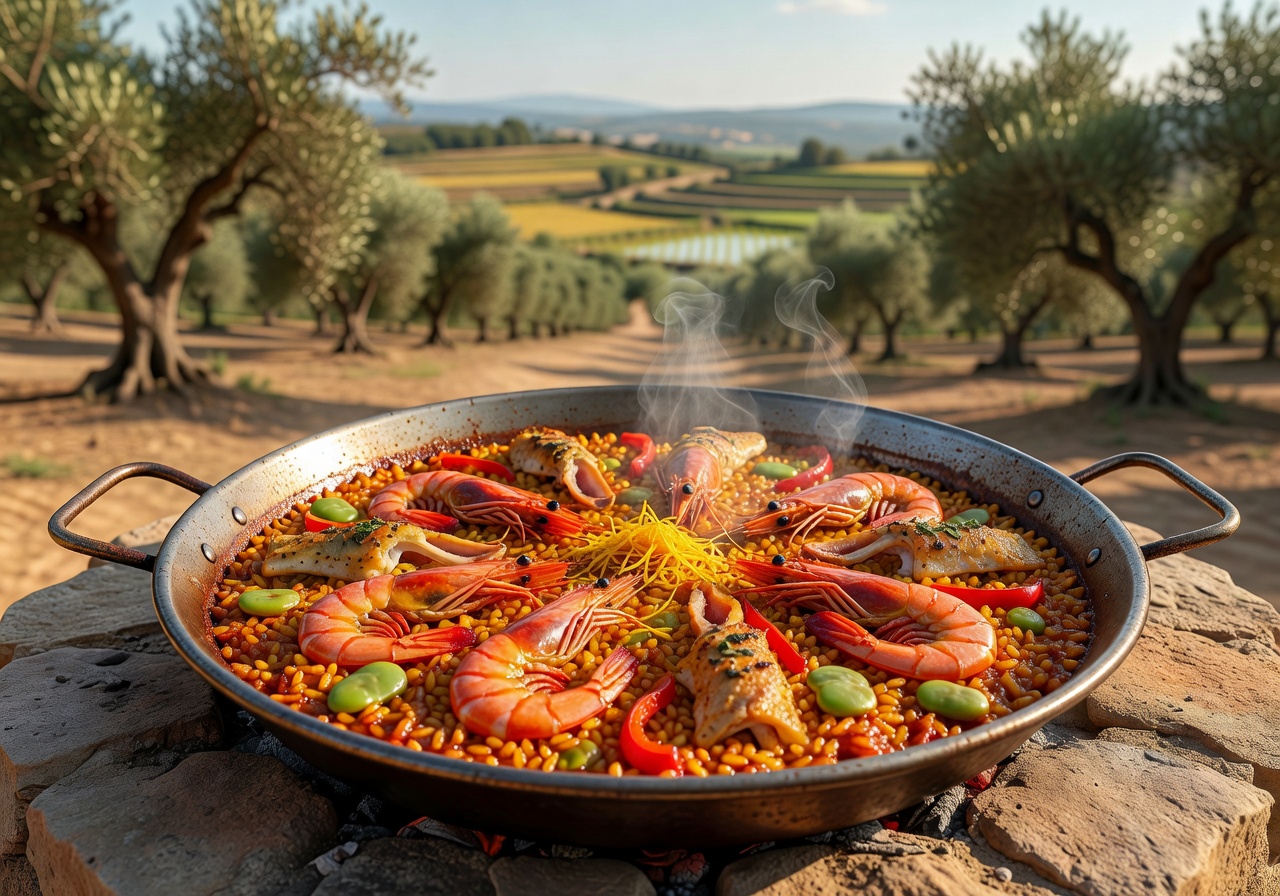 Traditional Spanish Paella, originating from Valencia